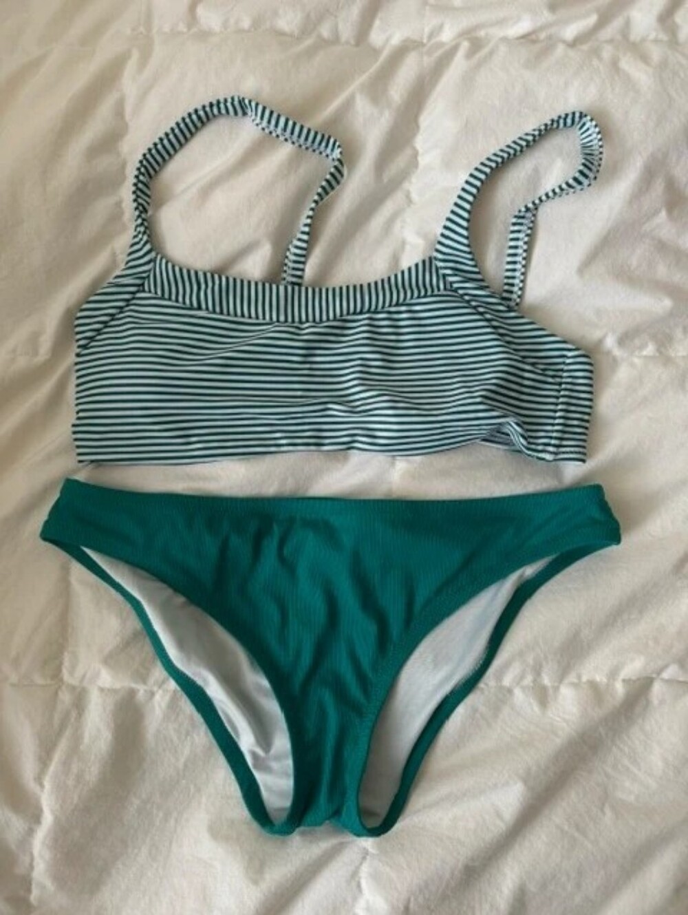 Shade & Shore Dark Green Tie-Back Bikini Set